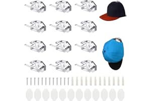 Vueinrg 12 Stück Huthaken Selbstklebend Huthalter Cap Halterung Wand Cap Halter Kappenhalter Kappenhaken Wandmontage Basecap Wandhalter für Baseballkappen Schal Gürtel Haarbänder