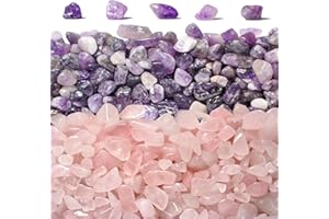ideayard Crystal Chips 2 lb（920g, Natural Rose Quartz Crystal Irregular Tumbled Chips Healing Crystal Home Garden Decoration