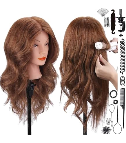 SC Friseur-Übungskopf Aus 100% Echthaar – 40 Cm, Mit Tischklemme, Für Frisuren- & Farbübungen