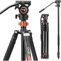 Cayer FP2450H4 Video Camera Tripod Fluid Head Tripod 75 Inch ...