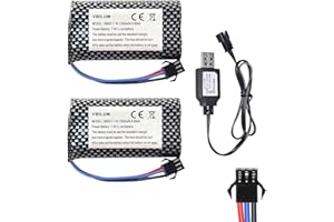 VBILUM Wiederaufladbarer Li-ion Akku 7,4V 1200mAh SM-3P 3Pin Stecker für Huina 1575 RC LKW DE43 DE60 RC Auto MN99 MN98 MN78 SGP06 Jeep Ferngesteuertes Auto Akku (B)