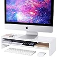 BEYGORM Monitor Stand Riser, 2 Tiers Screen Stand for Laptop ComputerTVPCPrinter, Multifunctional Desktop Organizer 216L x 78" W x 52" H (White)