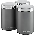 Morphy Richards Accents Kitchen Storage Canisters, Stainless Steel, Titanium, Set of 3