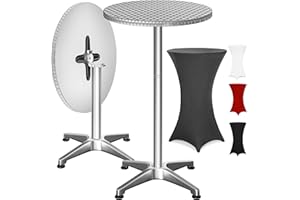 Casaria® 2in1 Stehtisch mit Husse Klappbar Höhenverstellbar 70 cm / 115 cm Hoch Alu Rund Ø60 cm Wetterfest Outdoor Bistro Party Biertisch Anthrazit