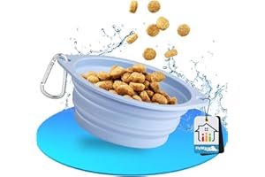 FlyWave Ciotole Pieghevoli per Cani e Gatti, Ciotola Silicone per Cani, Ciotola per Cani Pieghevole da Viaggio con Moschettone, Ciotola per Cani Portatile per Acqua e Cibo (350 ML)