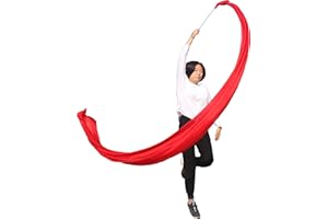 Winged Sirenny 4.4yds Colorful Flowy Soft Silk Ribbon Throw Streamerwith Rods,Church Liturgical Praise Worship Adoration Dance Ribbon Beginners Practice Banner