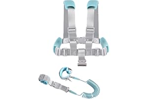 TOPWAYS Smycz bezpieczeństwa dla dzieci, zestaw 2 w 1 dla małych dzieci, pas do biegania i zdejmowana bransoletka z zamkiem bezpieczeństwa, ochrona przed zgubieniem, 2 m (niebieska, 2 metry)