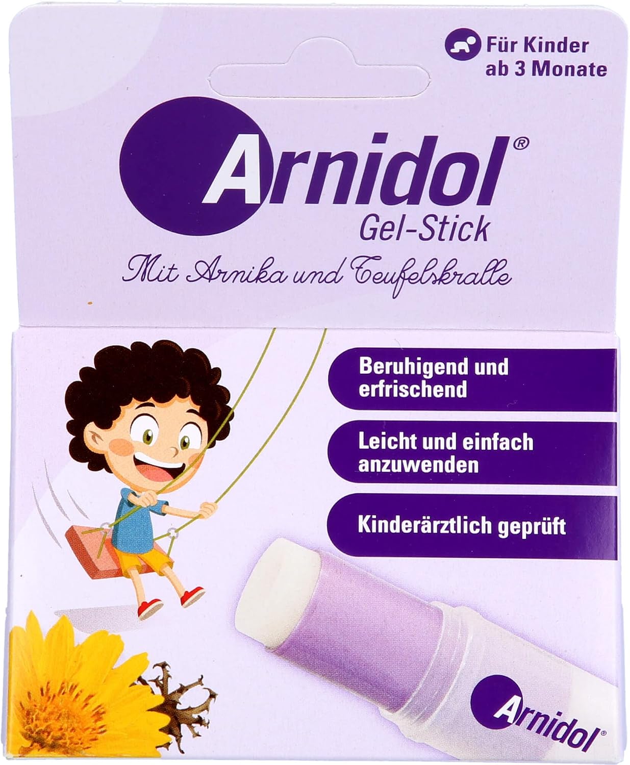 Arnidol - Gel Stick, Calma, Refresca y Reconforta la Piel, Efecto Frío, con Ingredientes de origen natural como Árnica y Harpagofito, Apto a Partir de los 3 Meses de Edad - 15 g