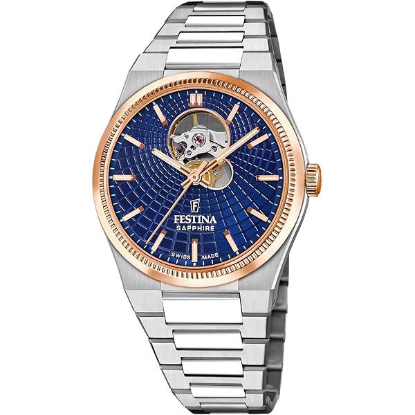 Festina SWISS MADE Orologio Uomo Analogico Acciaio 316L Argento - Quarzo Cronografo, Data - Vetro Zaffiro Resistente - Impermeabile 10 ATM - F20059/3 Rive Collection