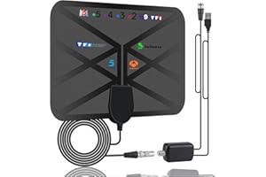 POCHY 36DBI Antenna TV Interna, 200 km Digitale Antenna DVB-T DVB-T2 con Amplificatore Segnale e Cavo per VHF UHF 1080P 4K FM