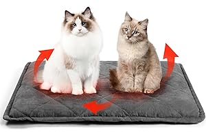 KEKUNINGAN Self Heating Cat Bed Mat for Indoor Cats Heated Cat Bed Blanket Self Warming Pet Pad Ultra Warm Cat Mattress Washable Thermal Small Cat Cushion 30inch 76x52cm Soft Dog Bed with Removable Cover