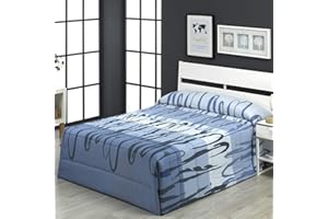 Camatex - Conforter Carolina Cama 135 - Color Azul (edredón de Acolchado Grueso época de frío con Cintas y Botones como Sistema de Ajuste)