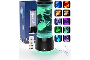 Soarling Lampe méduse, lampe à méduses avec musique, haut-parleur Bluetooth et bruit blanc, Lampe Meduse lumière d'ambiance sensorielle à couleurs changeantes RVB pour se détendre