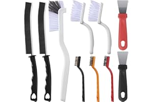 AOLLEN 10 Piezas Cepillos Limpieza Hogar, Cepillos de Limpieza Hogar Estufas, Cepillo de Limpieza de Huecos, Cepillo Cerdas Duras, Cepillo para Limpia Juntas, Raspador, para Cocina Baño Ventanas