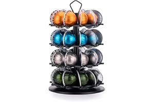HiveNets Support à 4 niveaux pour rangement de dosettes de café Vertuo (40 capsules) en métal avec plateau tournant en EVA et revêtement en poudre résistant à la rouille