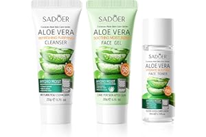 KIYTARBOO Prodotti per la cura della pelle in formato da viaggio: gel di aloe vera da 20 ml, detergente viso con collagene da 20 g, tonico all'aloe vera con acido ialuronico da 20 g, 3 set idratante da viaggio