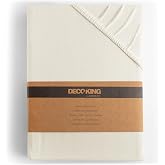 DecoKing Fitted Sheet 200x220-220x240 cm 100% Combed Cotton Jersey Soft | Fitted Sheet 200 x 220 cm 220 x 240 cm Ecru