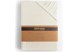 ‎DECOKING DecoKing Fitted Sheet 100% Cotton Jersey Box Spring Bed Fitted Sheet White Amber Collection