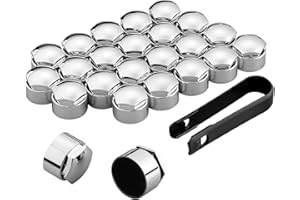 AUTOUTLET 24 Stück Radmutternkappen 17mm, Radschrauben Radmuttern Radschraubenkappen rund, Universal Kunstsoff Radmutternkappen Reifenmutternabdeckungen mit Entfernungswerkzeug für Autos(Silber)
