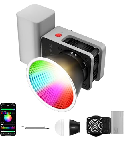 GVM PL60C Lampada LED RGB 60W Con Batterie – Luce Da Studio Portatile COB, CRI≥97, Controllo APP, Per Video E Foto