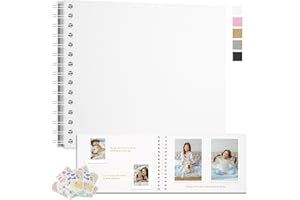 Remowith Album Photo Scrapbooking DIY, Scrapbook Papier Kraft épais, Livre de Mémoire Fait à la Main pour Mariage, Anniversaire, Voyage, Diplôme, Bébé et Famille 28x20,5 cm 40 Pages Blanc