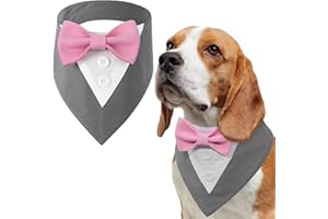 LiebeDD Papillon Cane, Animali Domestici Smoking Papillon per Cani, Formale Vestito Cane da Natale Halloween Matrimonio e Compleanno, Regolabile e Comodo Costumi Bandana Cane, Grigio, S