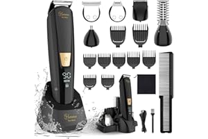 Hatteker Tailleur de Poils du Corps et de la Barbe pour Hommes Tailleur pour l'Inguinal Kit de Toilette Masculin Rasoir Électrique Rasoir Corporel Appareil de Toilette – Étanche 6 en 1