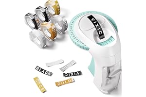 VIXIC Embossing Label Maker, Omega S Embossed Label Maker, 3D Label Printer Machine, Old Style Embossing Label Maker Machine with 6 Tapes, 3/8"(9mm) for Home School and Elderly-Green Vintage Label Maker