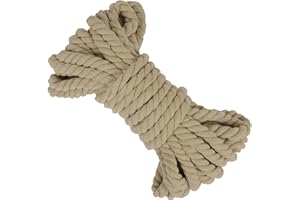 LEREATI Corda Macrame 10mm x 10m Filo Macrame Corda Cotone Naturale, 3 Fili Cordoncino Spago Macramè Filo, Cordino per Borse Uncinetto, Appendere Piante, Arazzi, Artigianato Fai-da-Te (Caffè Chiaro)