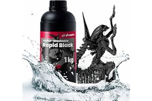 Phrozen Resina Lavabile in Acqua per Stampanti 3D | Resina Fotopolimero UV 405nm per Stampanti LCD | Poco Odorosa, Lavabile in Acqua, Indurimento Rapido | Nero (1kg)