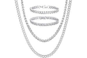 UIRHEURD Armband Herren Silber,4 Stücke 2 Edelstahl Armband Herren 8mm 21cm & 2 Halskette Herren Silber 60cm Set Armband Herren Edelstahl Herren Armband Edelstahl Herrenarmbänder Armkette Herren Bracelet