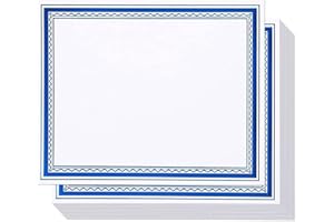BEST PAPER GREETINGS Certificate Paper with Blue Foil Border, Award Certificates (White, 8.5 x 11 in, 50-Pack)