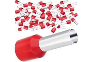 HOLMOL Aderendhülsen 10mm², 150 Stück Aderendhülse, Isoliert Aderendhülsen 10mm2 x 12mm, 10mm2 Lang Aderendhülse Set für Drahtverbindung (10mm² x 12mm)