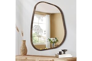 HLFMVWE Asymmetrischer Spiegel für Wanddekoration Großer Moderner Ovaler Hölzerner Gerahmter Wandspiegel Künstlerischer Spiegel Dekorativ für Wohnzimmer Schlafzimmer Badezimmer 65 x 45CM