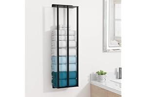 Susswiff Towel Racks for Bathroom 31 Inch - Wall Mounted, Sturdy 2 Metal Shelves and 3 Vertical Bars, Can Holds 6 Large Rolled Bath Towels - for Modern Decor Bathroom Towel Storage (Matte Black)