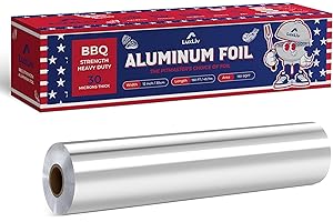 Rouleau de papier aluminium robuste BBQ – 12 pouces x 150 pieds (150 ft²) – Qualité BBQ, extra épais, durable pour l’industrie alimentaire, avec coupeur intégré - LuxLiv®