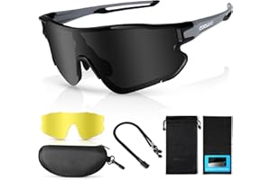 Odoland Gafas de sol polarizadas deportivas UV 400 con visión nocturna intercambiable, lentes para bicicleta, pesca, correr, hombres, mujeres y jóvenes