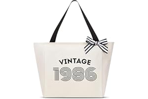 Vavabox Sac de Plage Femme, Cadeaux d'Anniversaire Unique pour 16/18/30/40/50/60 Ans, Cabas Vintage Personnalisable