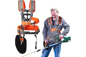 Bindokun Imbracatura Decespugliatore, Universale Cintura Decespugliatore, Confort Doppia Spalla Tracolla Decespugliatore Professionale, Tracolla per Tagliaerba per Decespugliatori da Giardino (Grigio)