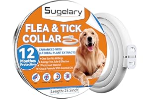 SUGELARY Collier antiparasitaire pour Chiens, Collier Anti-Puces et Anti-Tiques pour Chiens Réglable, 12 Mois de Protection Renforcée aux Huiles Essentielles Naturelles, Collier Anti-puces Imperméable(1PCS)
