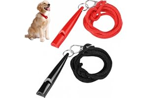 OIHCAZ Dog Whistles for Recall, 2PCS Dog Whistle with Lanyard for Dog Training, Loud 5000Hz ABS Distance Recall Whistle for All Dog Breeds and Ages(Black & Red)