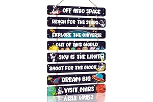 KAIRNE Planet Wall Art,Space Wall Decor,The Solar System Wall Decoration for Boys Bedroom,Movational Quotes Hanging Decor,Be Kind Be Brave Inspirational Phrase Wall Art for Kids Bedroom Gift
