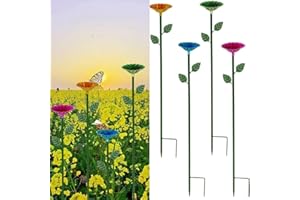 E-YIHESZ 4 Pack Bee Watering Station, Bee Cups for Garden Metal Water Feeder with Flower Design, Colorful Butterfly Bath Bowl Cups for Outdoor Garden Yard Decor (Red,Green,Blue,Yellow)