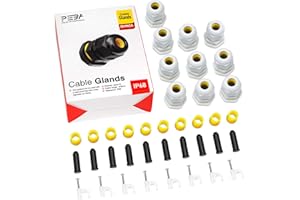 PEBA Cable Glands PG9 Waterproof IP68 Compression Glands for 4mm-8mm Wire Diameter,(Grey,10 Pcs)