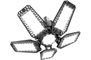 TASINUO Éclairage LED Garage 160W 1 Pièce, E27 Eclairage Atelier Déformable à 5+1 Panneau Ajustables Lampe Garage 16000LM Plafonnier LED pour Garage, Sous sol, Cuisine, Atelier, Bureau, Magasin