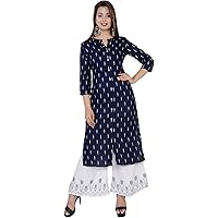 Kurti Hub Women's Printed A-Line Kurta and Palazzo.