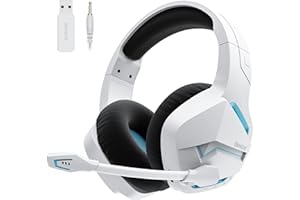 BINNUNE Gaming Headset, Wireless Headset für PS4 PS5 PC PlayStation 4 5, Gaming Kopfhörer mit Mikrofon Bluetooth USB Gaming Headset Wireless mit 120 Stunden Akkulaufzeit