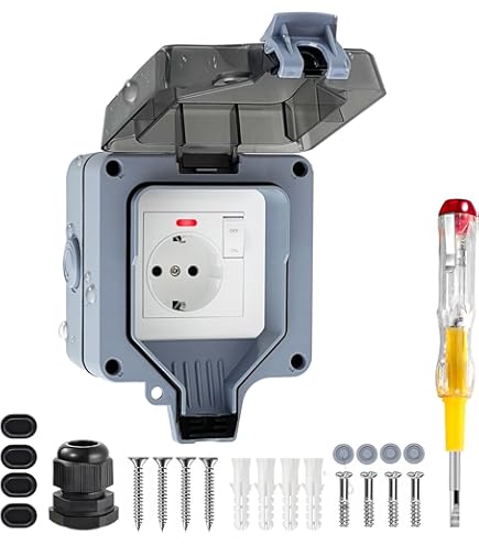 Lot De 2 Prises Électriques THPG Noir Bakélite - 16A 250V - Française - Terrasse