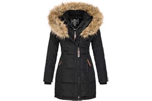 Geographical Norway Belissima - Chaqueta de invierno para mujer con capucha de piel