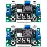 2 DC-DC Regulator Modules Reducer 4-40 V to 1.25-37 V Adjustable up to 2 A, Step-Down Converter with Screw Terminals (Green)